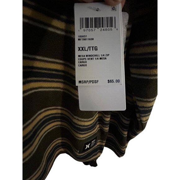 Hurley Mesa Windchill 1/4 Zip Pullover XXL Cargo Striped Long Sleeve Fleece - Picture 4 of 4